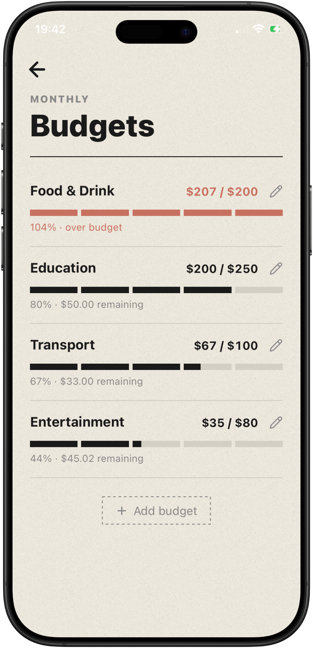 Spendless app screen 4