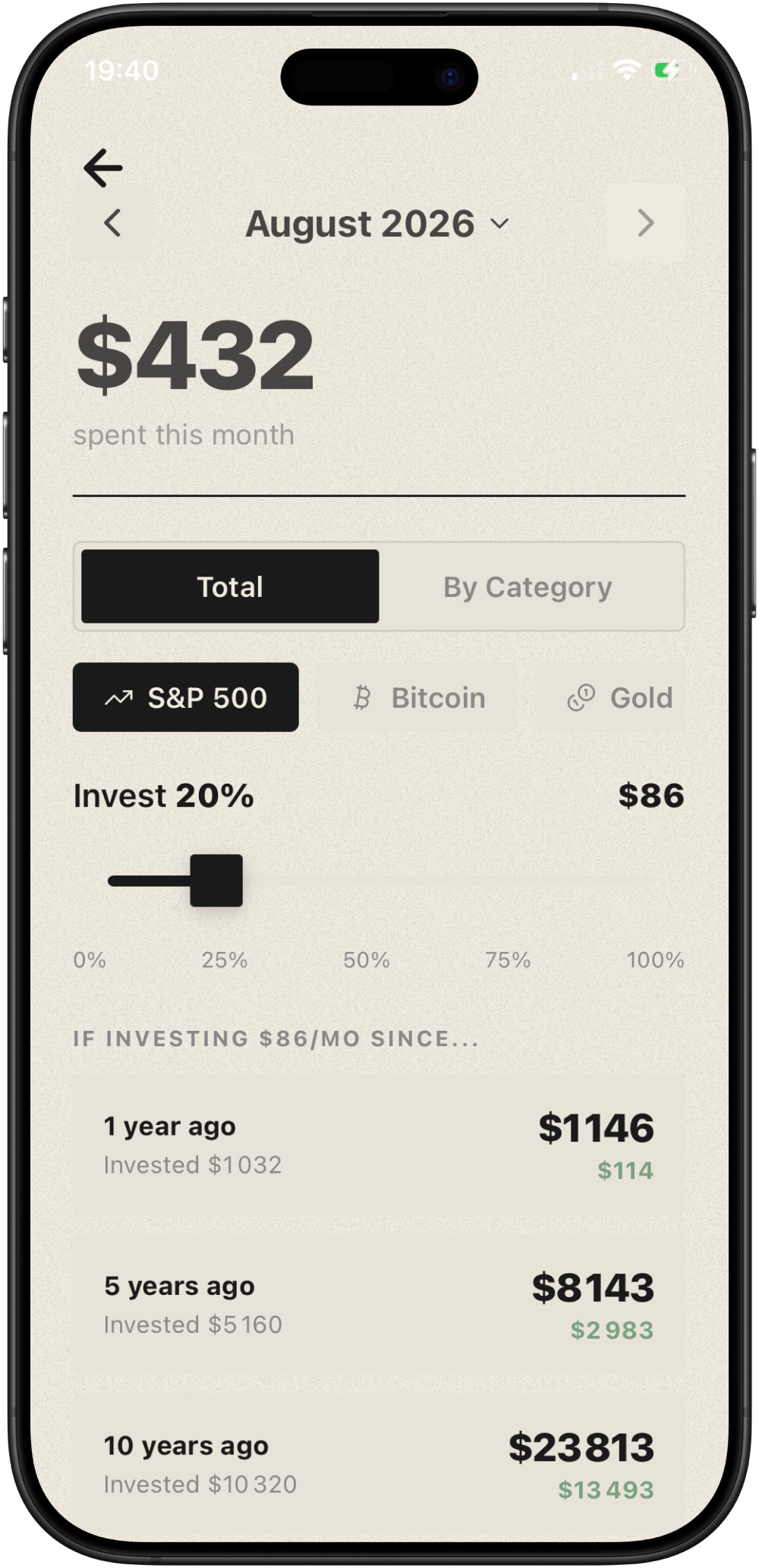 Spendless app screen 5